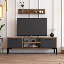 TV Meubel Set Riga Walnoot Antraciet Melamine 140x48x30 cm