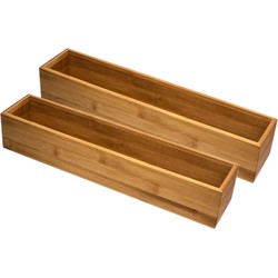 Set van 4x stuks bamboe ladekast/keukenspullen/kantoor vakjes/sorteerbakjes 38 x 8 x 7 cm - Bestekbakken