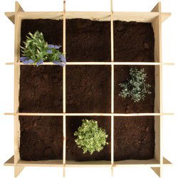 Houten vierkante meter tuin 9-vaks - 100 x 100 cm - Minigarden - Moestuinbak