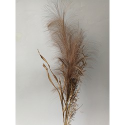 Pampasgras mit Blatt 75cm -braune Kunstblume Seide Kunstblume - Buitengewoon de Boet