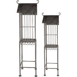 Clayre & Eef Vogelkooi Decoratie Set van 2 Grijs Metaal