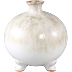 PTMD Zoran Cream ceramic glazed bottle pot bulb foot L