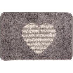 Clayre & Eef Badmat Grijs Polyester Hart