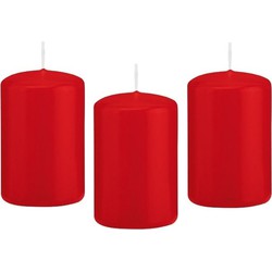 8x Kaarsen rood 5 x 8 cm 18 branduren sfeerkaarsen - Stompkaarsen