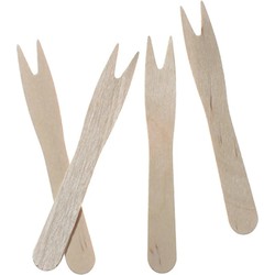 100x Houten snack/friet vorkjes 8.5 cm duurzaam/mileuvriendelijk - Vorken