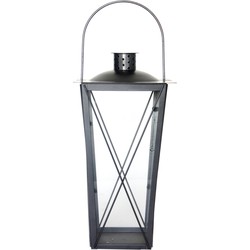 Zilveren tuin lantaarn/windlicht van ijzer 20 x 20 x 40 cm - Lantaarns