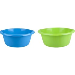 2x Camping afwasbak blauw/groen 10L 38 cm - Afwasbak