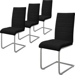 Set van 2 slede eetkamerstoelen met rugleuning zwart kunstleer bekleed ML-Design