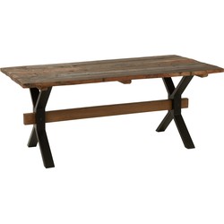 J-line - Eettafel Verouderd Hout Bruin - 180x89x76cm