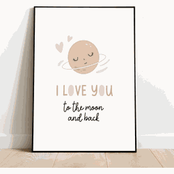 Label2X Kinderkamer poster love you to the moon A4 - A4