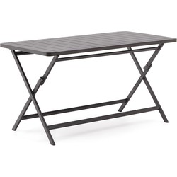 Kave Home - Torreta opvouwbare buitentafel van aluminium met donkergrijze afwerking 140 x 70 cm