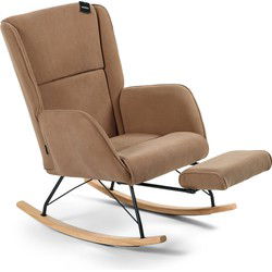 Aemely® Schommelstoel 'Relax' - Bruin Ribstof, Blank Hout