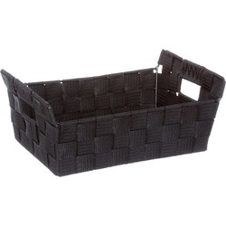 5Five gevlochten opbergmandje - zwart - 28 x 20,5 x 11,5 cm - Opbergmanden