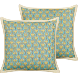 WAKEGI  - Sierkussen set van 2 - Blauw - 45 x 45 cm - Katoen