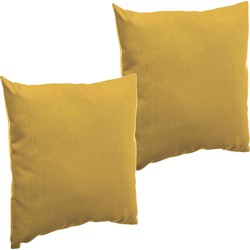 Set van 4x stuks bank/sier/tuin kussens voor binnen en buiten in de kleur mosterd geel 40 x 40 x 10 - tuinstoelkussens