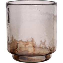 PTMD Windlicht Senne - 15x15x17 cm - Glas - Bruin