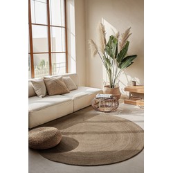 Rond Jute vloerkleed - Braided Rangpur - Grijs / Bruin - 140cm rond Ø
