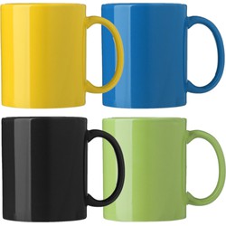 Bellatio Design Koffie mokken/bekers Nantes - 4x - keramiek - multi kleuren - 300 ml - Bekers