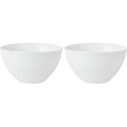 Kommetjes/serveer schaaltjes - 2x - Tokyo - porselein - D13 x H7.5 cm - ivoor wit - Stapelbaar - Kommetjes