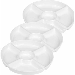 Snackschaal/borrelschaal 5-vaks 23 cm set van 3 stuks - Snack en tapasschalen