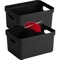 Sunware Opbergbox Sigma - 2x stuks - kunststof - zwart - 5 liter - Opbergbox