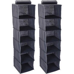 Storage Solutions Kast organizer - 2x - 6 vaks - antraciet - 30 x 30 x 120 cm - ruimtebesparend - Opbergmanden