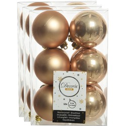 36x stuks kunststof kerstballen toffee bruin 6 cm glans/mat - Kerstbal