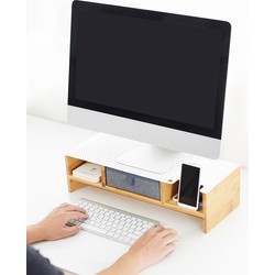 Furniteam - Multifunctionele Desk-organizer met Grijze Opvouwbare Lade Wit en naturel en grijs