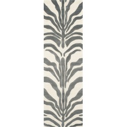 Safavieh Zebra Indoor Hand Tufted Area Rug, Cambridge Collection, CAM709, in Ivory & Dark Grey, 76 X 244 cm