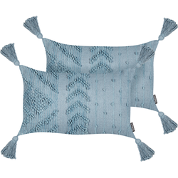 VALVARIA - Sierkussen set van 2 - Blauw - 30 x 50 cm - Katoen