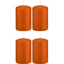 4x Kaarsen oranje 5 x 8 cm 18 branduren sfeerkaarsen - Stompkaarsen