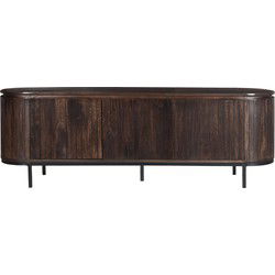 Livingfurn - TV Meubel Noor Walnut 170cm - Mangohout / Gecoat Staal