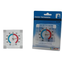 Binnen/buiten/tuin raam thermometer zelfklevend 8 x 8 cm - Buitenthermometers