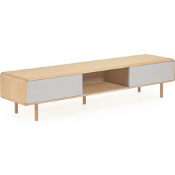 Kave Home - Anielle TV-meubel van massief essen & essenfineer met 2 deuren, 180 x 41 cm