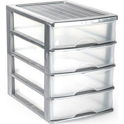 Plasticforte Ladeblok organizer - 4x lades - grijs - 35,5x27x35cm - Ladeblok