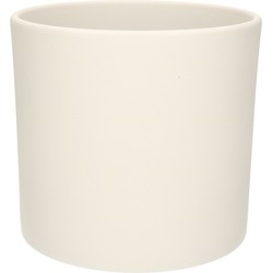 Mica Decorations Bloem/planten pot - mat wit - H21.5 x D23 cm - Plantenpotten