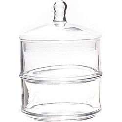 Bonbonniere - 2 laags - 12 x 18 cm - glas - met tekst - voorraadpot - snoeppot - Voorraadpot