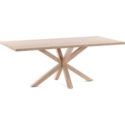 Kave Home - Argo tafel afgewerkt in naturel melamine en stalen poten met houteffect 160 x 100 cm