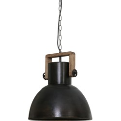 Light&living Hanglamp Ø40x45 cm SHELLY zwart zink+hout bruin
