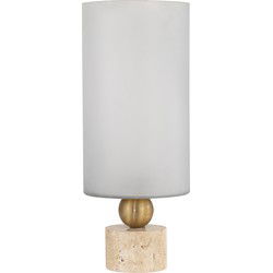 PTMD Levee White Glass Stormlight Travertine Base L