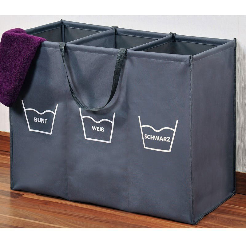 Wassorteerder - 150 L - Sorteer wasmand op Temperatuur - 30° 60° 90° - Wasbasket - Wasmand met 3 Vakken - 74 x 36 x 59.5Cm - Grijs - 