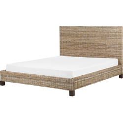 SALBRIS - Tweepersoonsbed - Lichtbruin - 160 x 200 cm -  Rotan