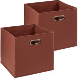 5Five Opbergmand/kastmandje - 2x - Steenrood - 31 x 31 x 31 cm - 29L - Opbergmanden