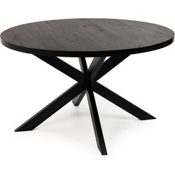 Stalux Ronde eettafel 'Daan' 135cm, kleur zwart / zwart eiken