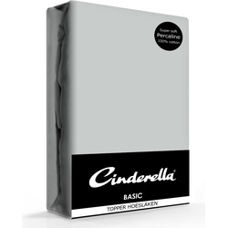 Cinderella Topper Hoeslaken Basic Percaline Light Grey-160 x 210 cm