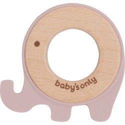 Baby's Only Houten baby bijtring - Bijtspeeltje olifant - Oud Roze