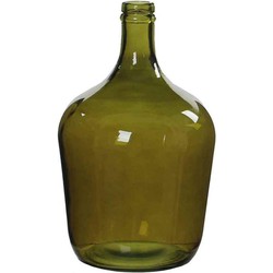 Fles vaas Diego H30 x D18 cm groen gerecycled glas - Vazen