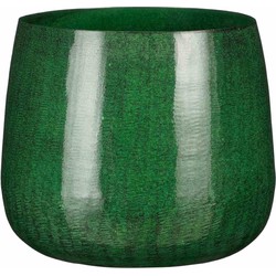 Mica Decorations Bloempot Benson Rond - 23x23x20 cm - Ijzer - Donkergroen