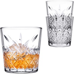 Whisky tumbler glazen - 6x - Timeless serie - transparant - 340 ml - Whiskeyglazen