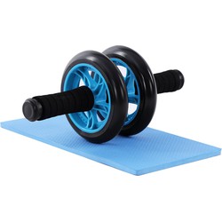 Decopatent® Ab Wheel - AB Roller - Wiel voor buikspieren - Trainingswiel - Incusief fitness Mat - Buikspier trainer - Wiel - Blauw